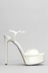 René Caovilla Rene' Caovilla Woman Sandals Ivory Size 11.5 Textile Fibers In White
