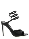René Caovilla 105mm Crystal-embellished Spiral-wrap Sandals In Black