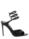 René Caovilla 105mm Crystal-embellished Spiral-wrap Sandals In Black