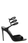 René Caovilla 105mm Crystal-embellished Spiral-wrap Sandals In Black