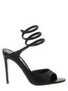 René Caovilla 105mm Crystal-embellished Spiral-wrap Sandals In Black