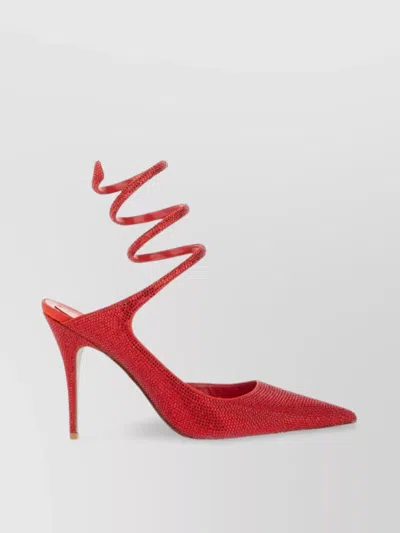 René Caovilla Backless Pointed Toe Sandals With Spiral Strap