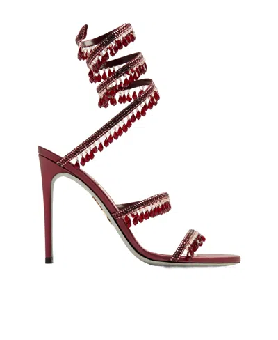 René Caovilla Bead-embellished 100mm Sandals In Red