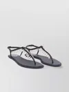 René Caovilla Beaded Strap Leather Sole Sandals