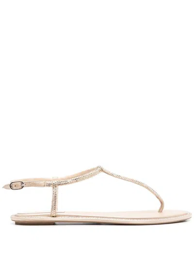 René Caovilla Rene Caovilla Diana 10 Crystal Flat Sandals In Neutral