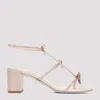 RENÉ CAOVILLA BEIGE NUDE LEATHER BOW 60 SANDALS