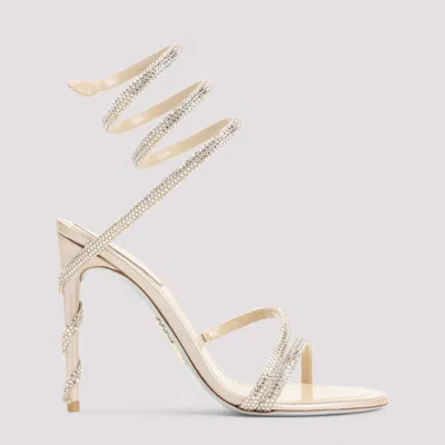 René Caovilla Rene Caovilla Beige Satin Cleo Crystal Sandals In Neutral