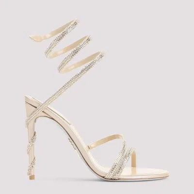 René Caovilla Rene Caovilla Beige Satin Cleo Crystal Sandals In Neutral