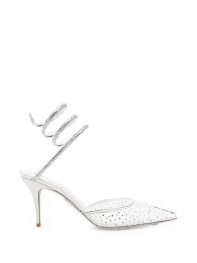 René Caovilla Belle Crystal-embellished Lace Pumps In White