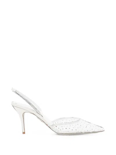 René Caovilla Belle Crystal-embellished Slingback Sandals In White