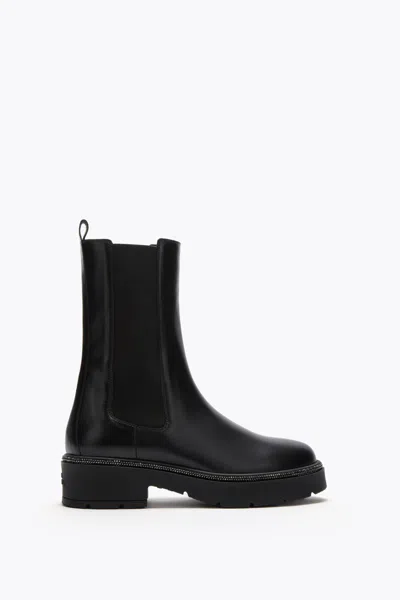 René Caovilla Bika Black Ankle Boot With Crystals 50