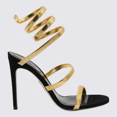 René Caovilla Black And Gold Juniper Sandals