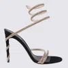 René Caovilla Crystal-embellished Stiletto Sandals With Spiraled Strap In Golden