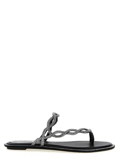 RENÉ CAOVILLA BLACK BRAID SANDALS