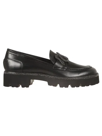 RENÉ CAOVILLA RENÉ CAOVILLA BLACK CALF LEATHER LOAFERS