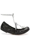 René Caovilla Black Crystal Embellished Ballet Flats In Schwarz