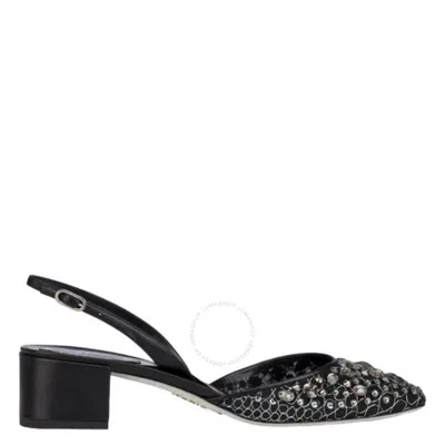 René Caovilla Rene Caovilla Black Cinderella 40 Crystal Slingback Pumps