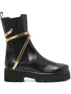 René Caovilla Cleo Leather Snake-wrap Chelsea Booties In Black