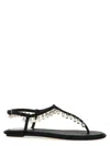 René Caovilla Flat Sandals Adorned Open Toe In Black