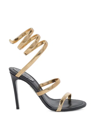 René Caovilla Black Golden Slip-on Heels