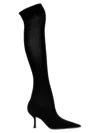 René Caovilla Knee Length Knit Boots With Stiletto Heel In Black