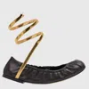 René Caovilla Juniper 10 Lambskin Serpent Detail Ballerinas In Black
