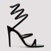 René Caovilla Black Open Toe Heels In Black