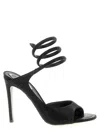 René Caovilla 105mm Crystal-embellished Spiral-wrap Sandals In Black