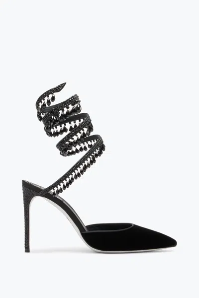 René Caovilla Black Pumps In Velvet Chandelier