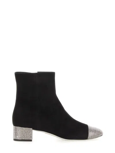 René Caovilla Black Zipper Boots