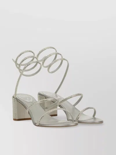René Caovilla Block Heel Embellished Strappy Sandals