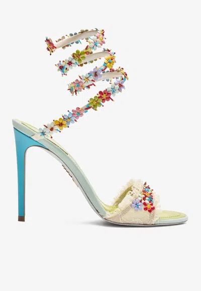René Caovilla Bloom 105 Floral-applique Sandals In Multi