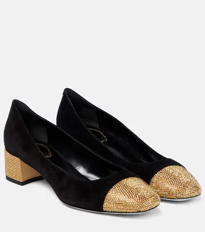 René Caovilla Bonnie Embellished Suede Pumps In Black