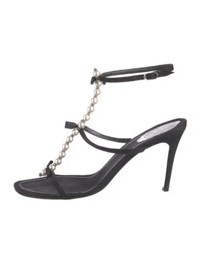 Pre-owned René Caovilla Bow Accents Sandals In Black