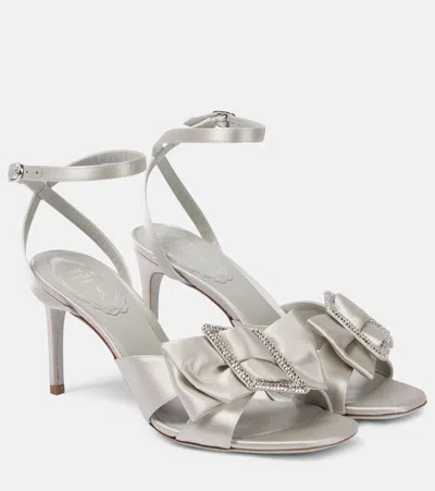 René Caovilla Embellished Satin Sandals In Silver