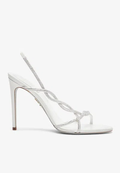 René Caovilla Braid 105 Twisted Straps Sandals In White
