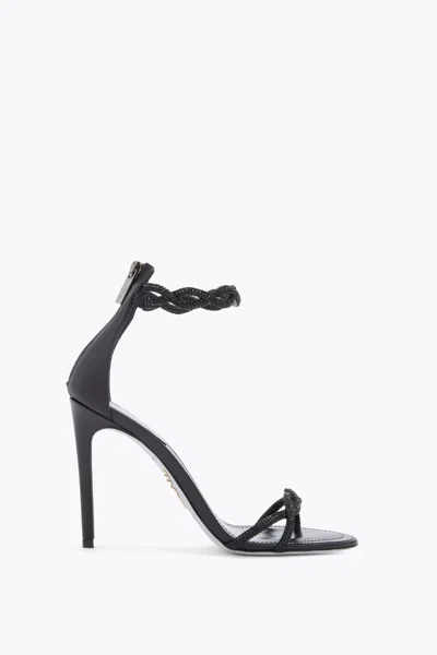 René Caovilla Braid Black Sandal 105