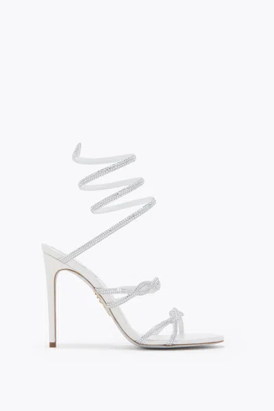 René Caovilla Braid Cleo Ivory Satin/crystal Strass Sandal In White