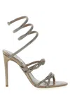 René Caovilla Crystal Satin Braided Snake-wrap Sandals In Gray