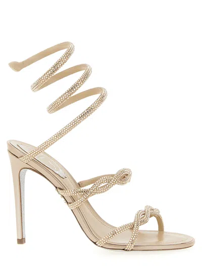 René Caovilla Braid Cleo Sandals Beige