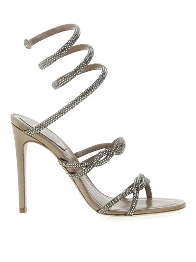 René Caovilla 110mm Crystal-embellished Spiral-wrap Sandals In White