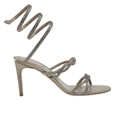 René Caovilla Braid Cleo Taupe Sandals 105 In Gray