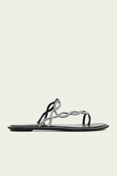 RENÉ CAOVILLA BRAID FLAT SANDAL 10 IN BLACK