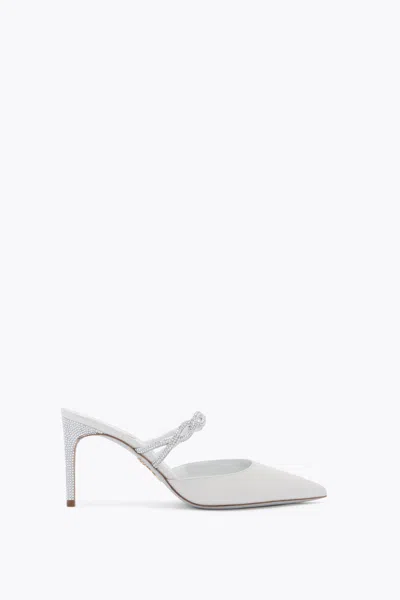 René Caovilla Satin Embellished-braid Heeled Mules 80 In White