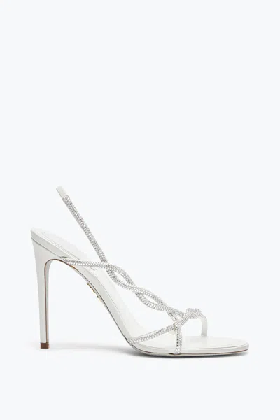 René Caovilla Braid Ivory Sandal 105 In White