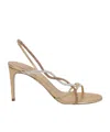René Caovilla Three-tone Crystal Satin Braid Halter Sandals In Gold