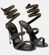 René Caovilla Braided Embellished Satin Sandals In Black/gold