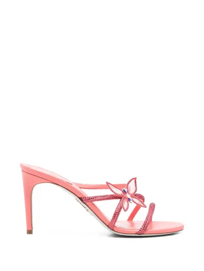 René Caovilla Butterflower Embellished Sandals In Pink
