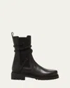 René Caovilla Cleo Combat Biker Boot In Black Jet