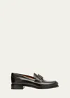 René Caovilla Calfskin Strass Snake Penny Loafers In Black